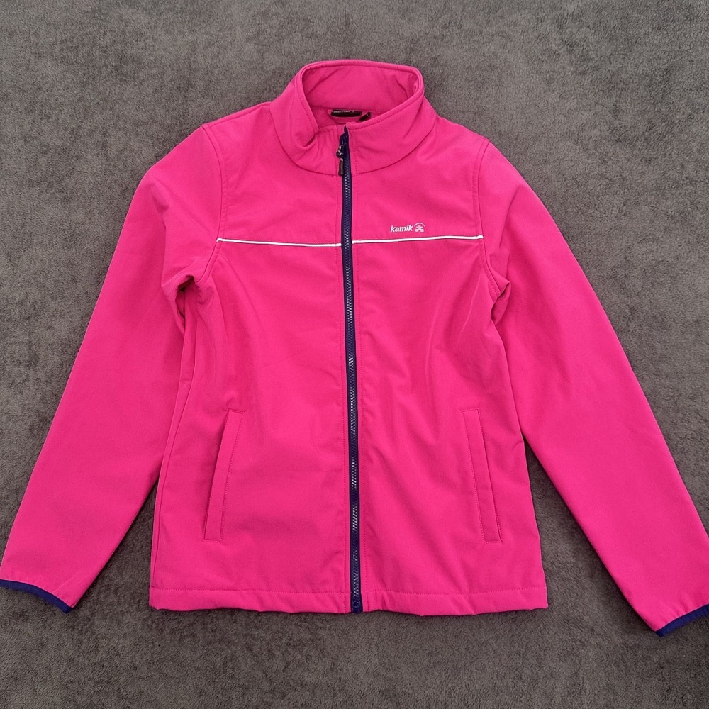 kamik womens jacket full zip small PINK color 3M scotchlite reflective material